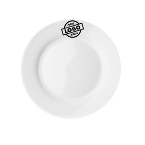 Kit 50 Prato Raso Bianco Flat 28cm Com Sua Marca - A Gourmet