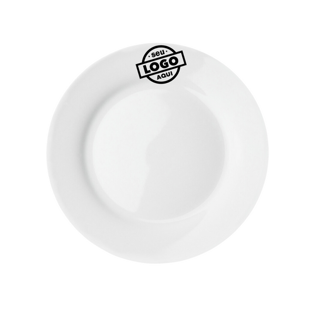 Kit 50 Prato Raso Bianco Flat 28cm Com Sua Marca - A Gourmet Hover Image