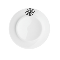 Kit 50 Prato Raso Bianco Flat 28cm Com Sua Marca - A Gourmet