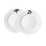 Kit 50 Prato Raso Bianco Flat 28cm Com Sua Marca - A Gourmet