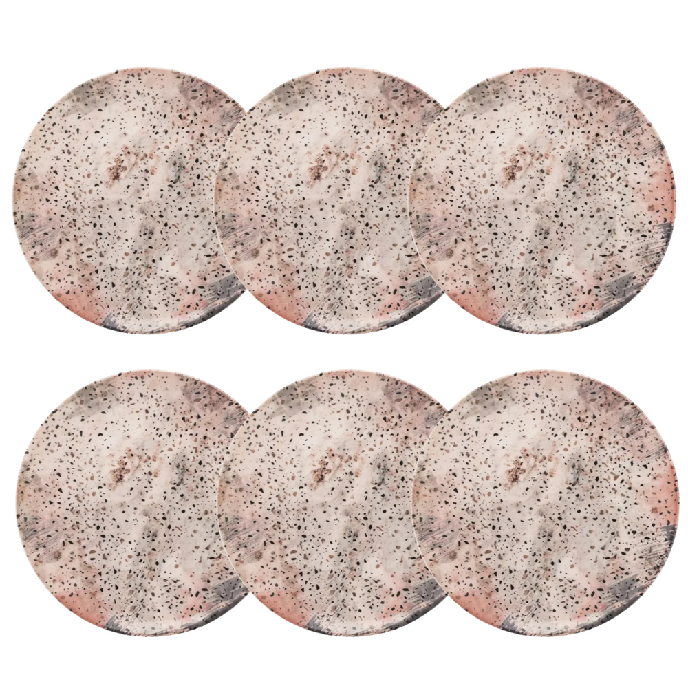 Conjunto de 6 Prato de Sobremesa Ceramica Terrazo - A Gourmet