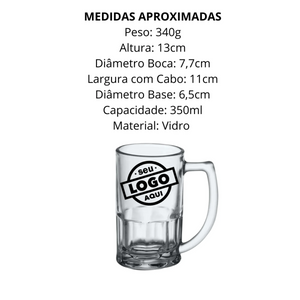 50 Caneca de Chopp 350ml Personalizado Com Sua Logo Marca - A Gourmet