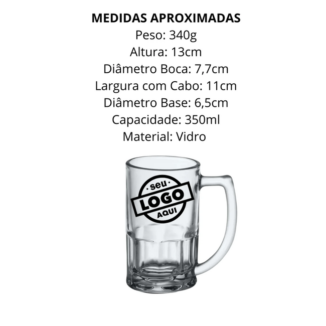 50 Caneca de Chopp 350ml Personalizado Com Sua Logo Marca Main Image