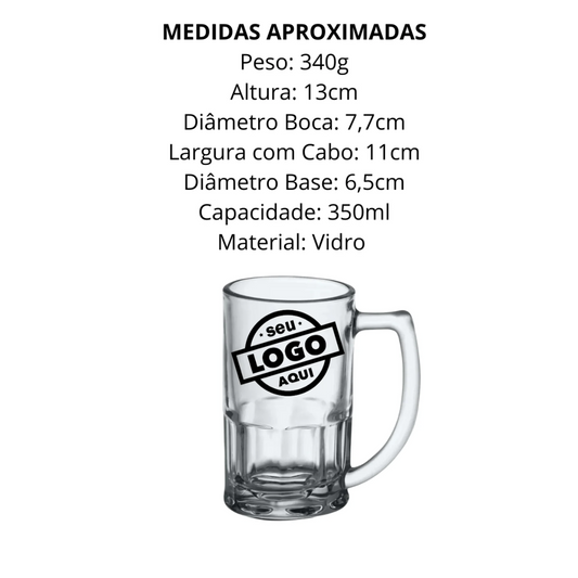 50 Caneca de Chopp 350ml Personalizado Com Sua Logo Marca