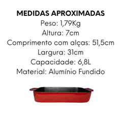 Assadeira alumínio fundido N3 vermelha