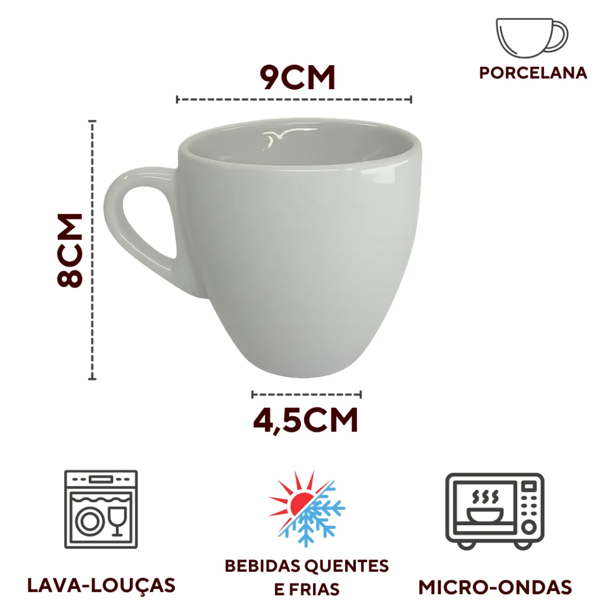 Xicara Coquinho Porcelana 200ml