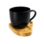 Xicara Porcelana Preta Com Pires Coração