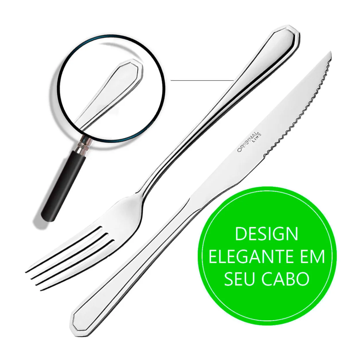 Kit Garfo Mesa e Faca Churrasco 24 Peças