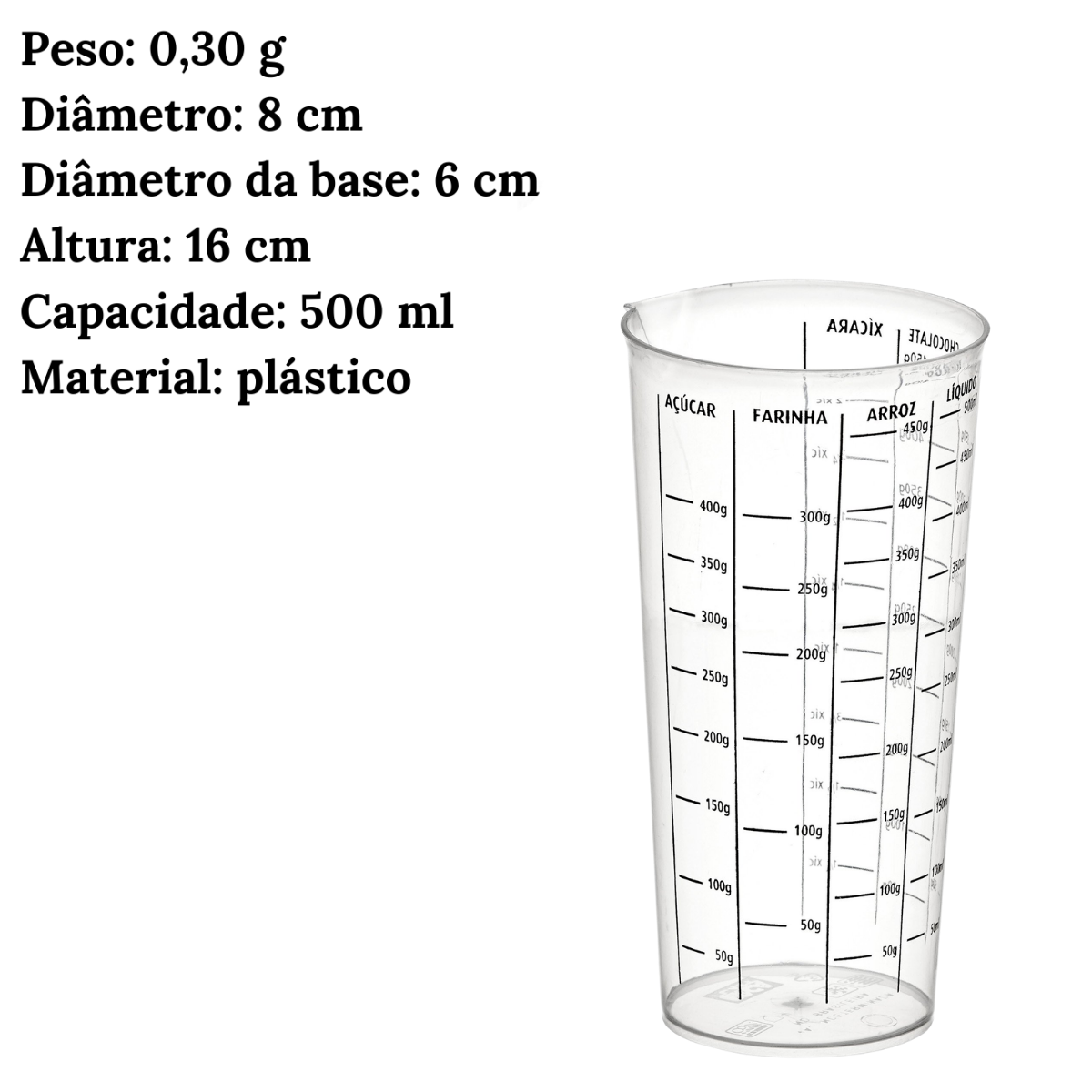 Copo Medidor Transparente 500ml