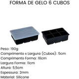 Forma de Gelo 6 Cubos Tampa Silicone