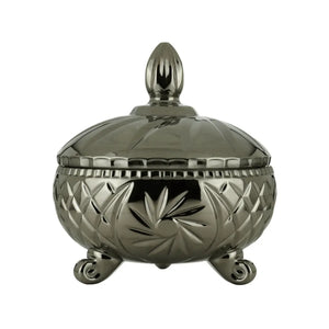 Potiche Cinza Metalizado Decorativo para Mesa Lyor