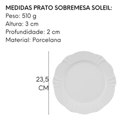 Prato Sobremesa Porcelana Soleil Branco Relevo Bolo