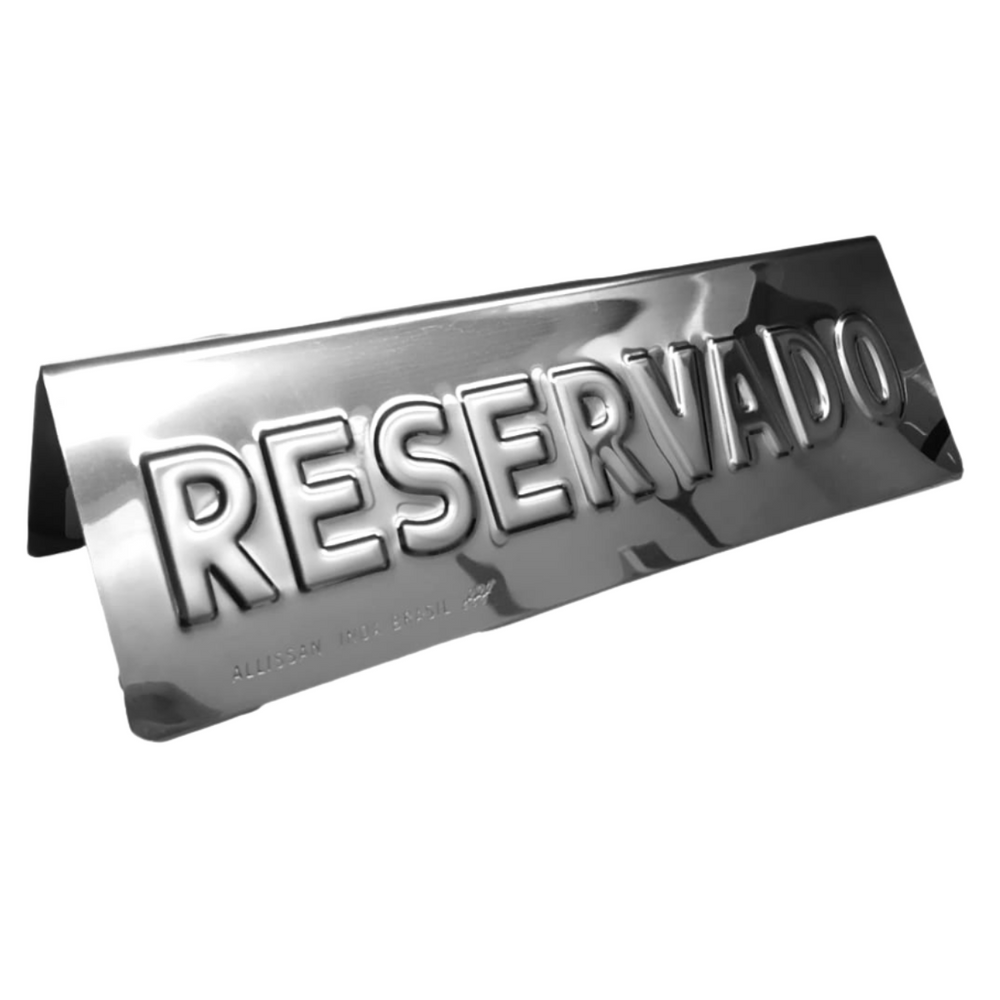 Display Placa Reservado em Aço Inox 15 cm Alissan