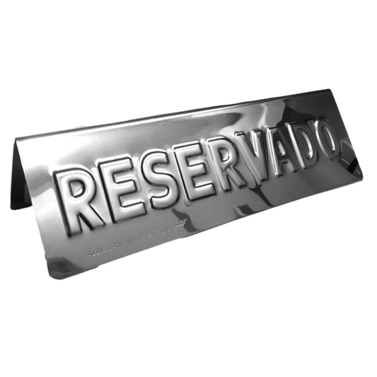 Display Placa Reservado em Aço Inox 15 cm