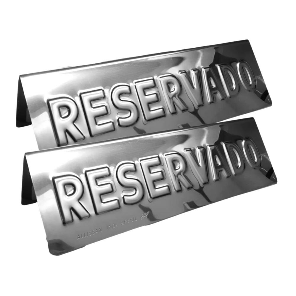 Display Placa Reservado em Aço Inox 15 cm Alissan