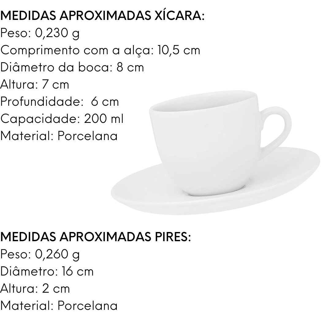 Xicara de Chá de 200ml Com Pires Coup White Oxford