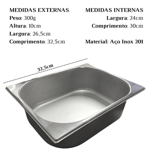 Cuba em Aço Inox GN 1/2 Sem Alça