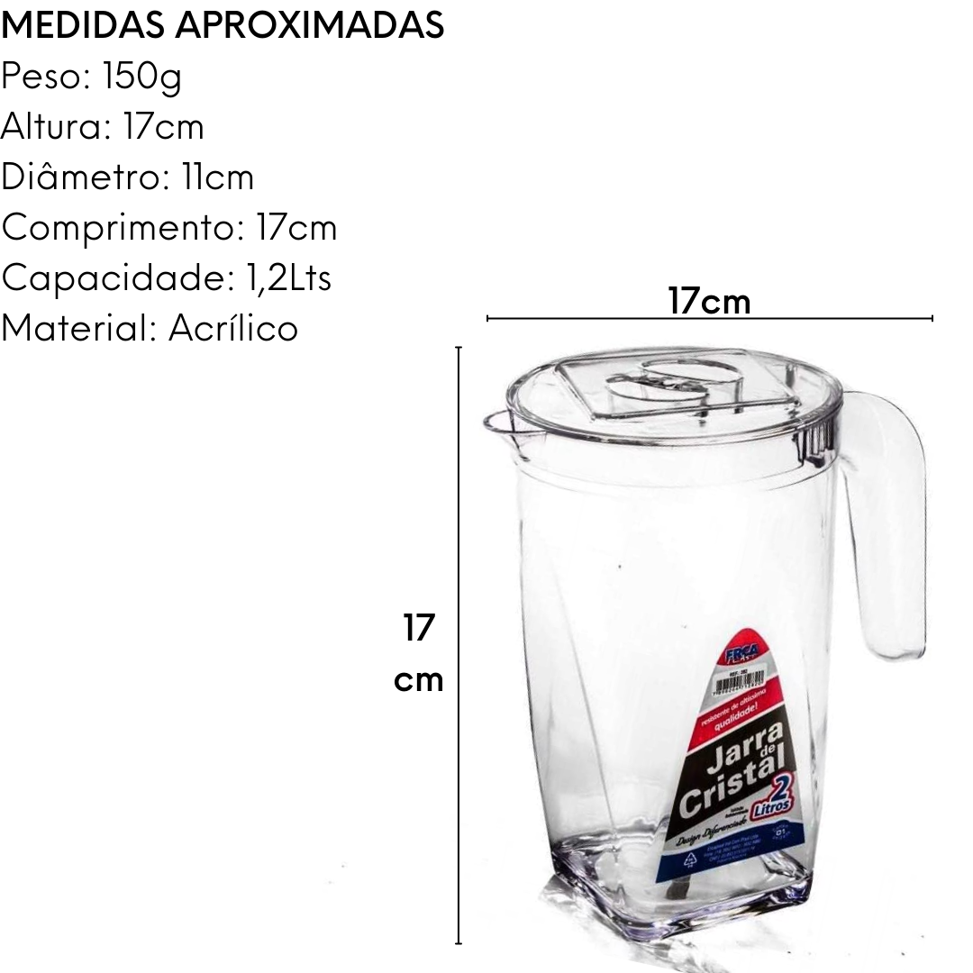 Jarra Cristal em Acrilico de 1,2L Erca Plast