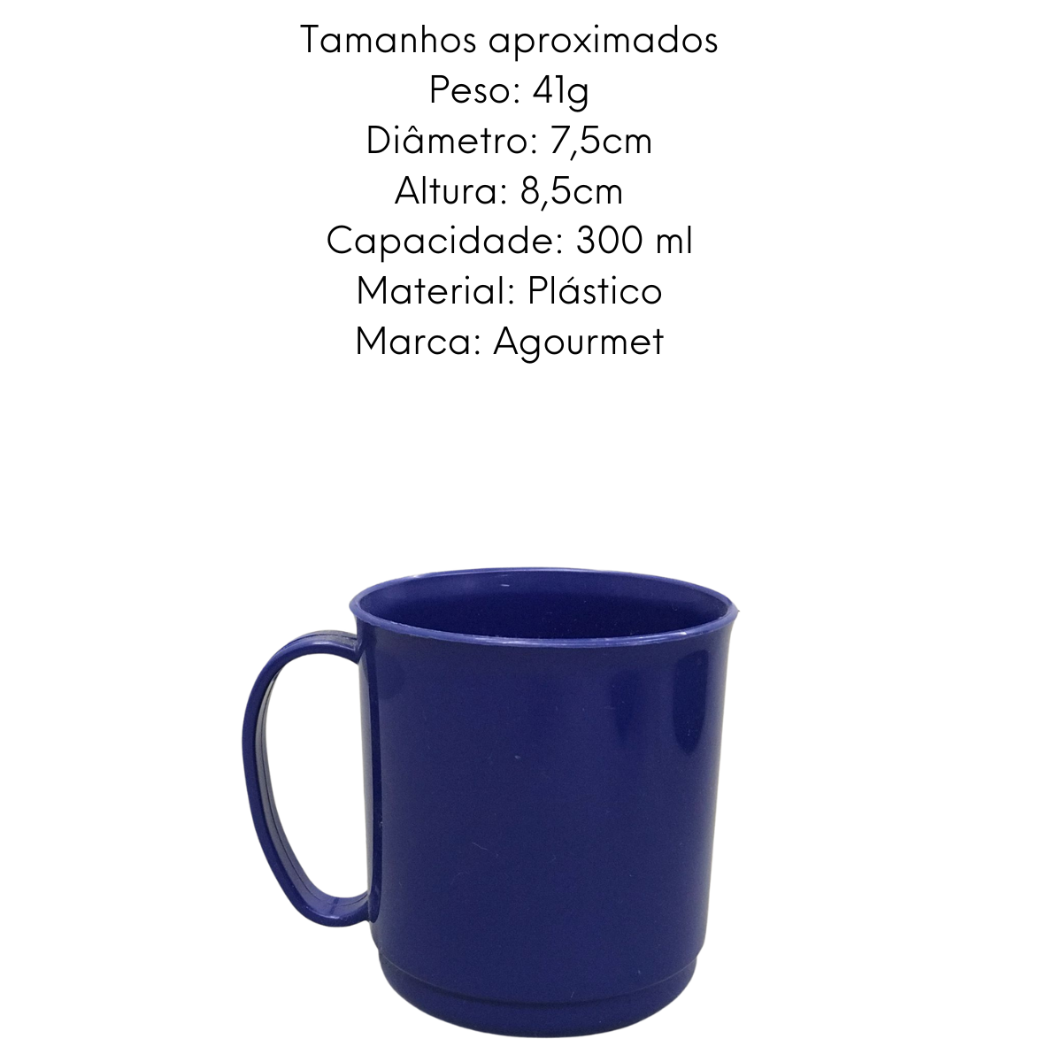 Caneca Escolar Azul de 300ml de Plástico Erca Plast