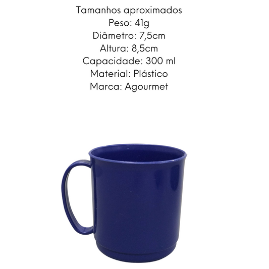 Caneca Escolar Azul de 300ml de Plástico