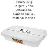 Bandeja Multiuso de Plastico Sem Tampa de 6L Erca Plast