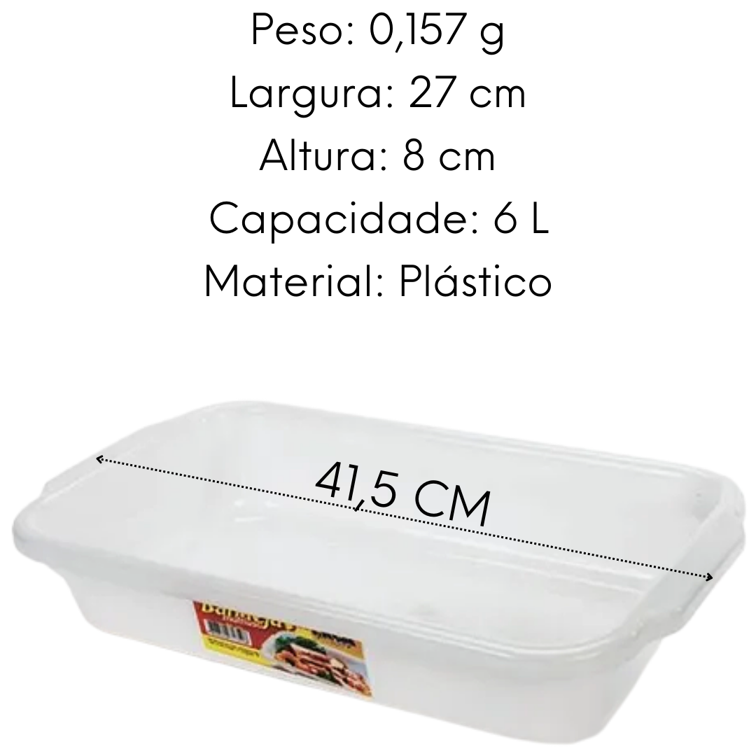 Bandeja Multiuso de Plastico Sem Tampa de 6L Erca Plast