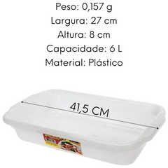 Bandeja Multiuso de Plastico Sem Tampa de 6L Erca Plast