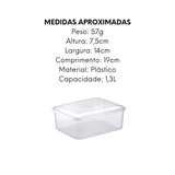 Pote Retangular G Transparente 1,3L - A Gourmet