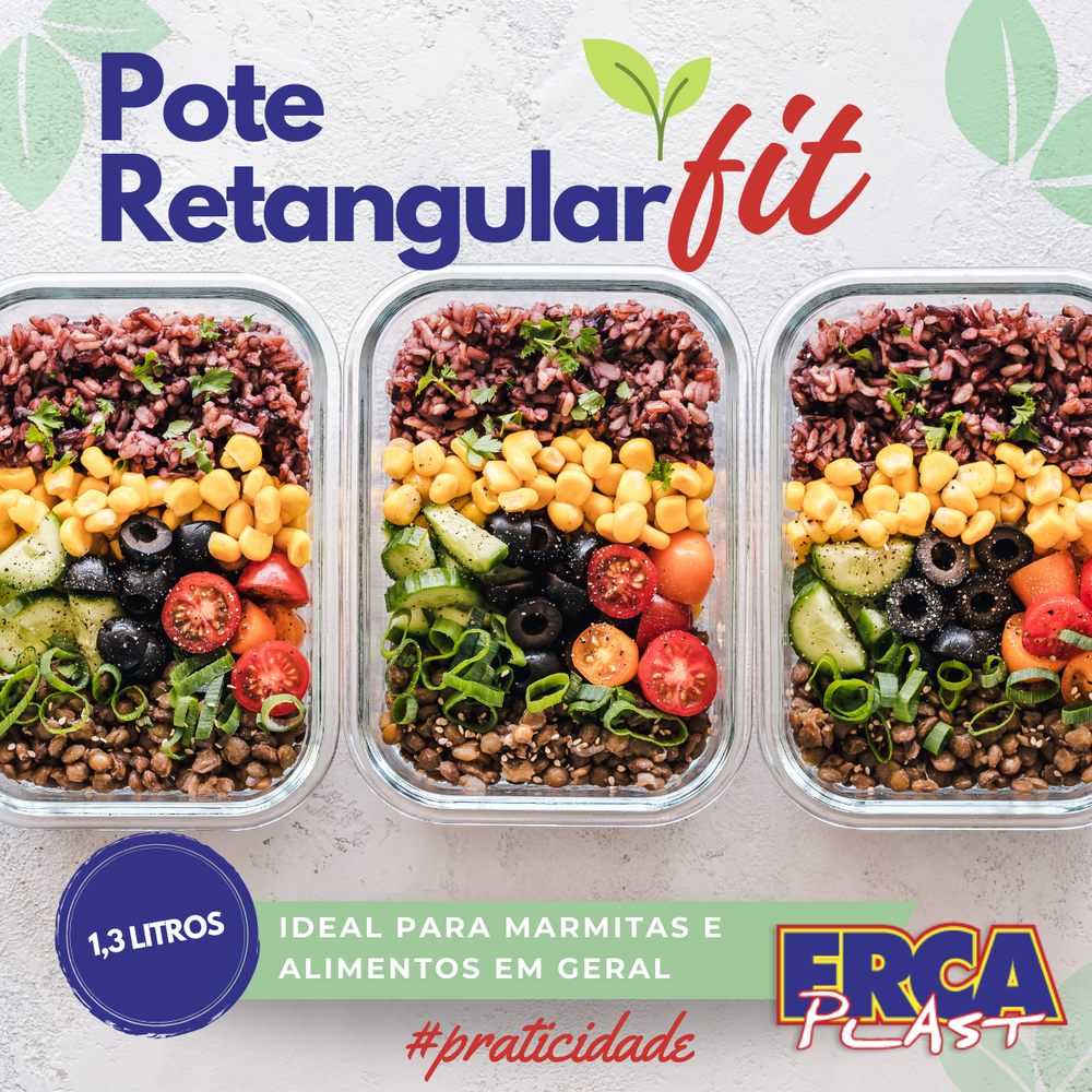 Pote Retangular G Transparente 1,3L - A Gourmet