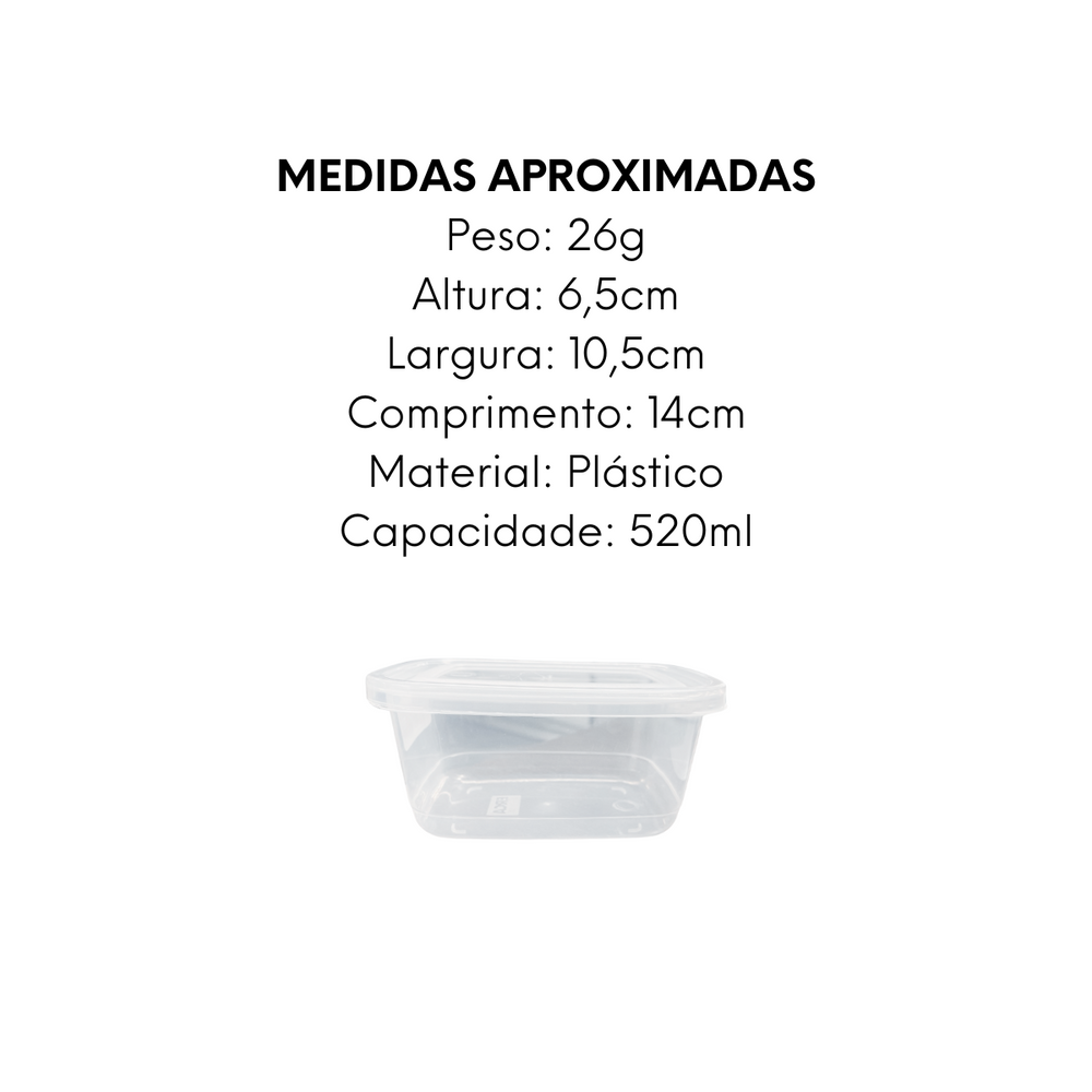 Pote Retangular M Transparente 520ml - A Gourmet