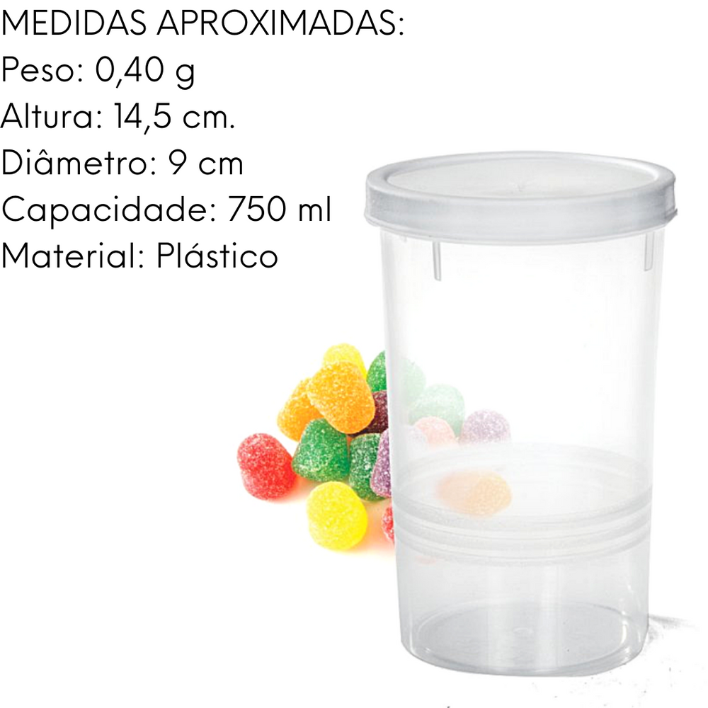 Pote Multiuso de 750ml Com Tampa Cores Sortidas Erca Plast