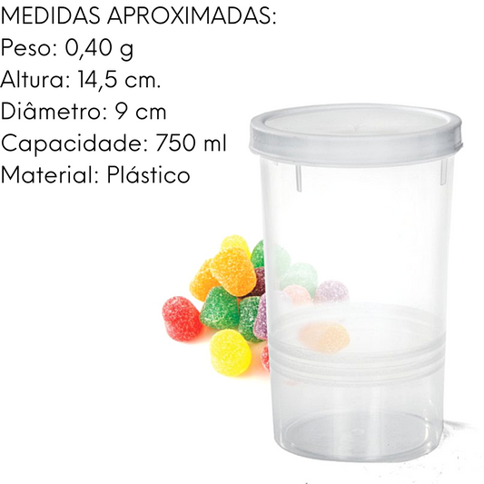 Pote Multiuso de 750ml Com Tampa Cores Sortidas