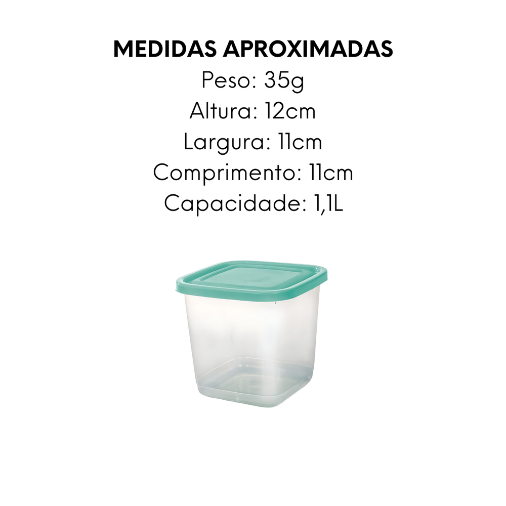 Pote Mantimento Quadrado Tampa Sortida 1,1L - A Gourmet