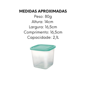 Pote de Mantimento Quadrado 2,1L - A Gourmet