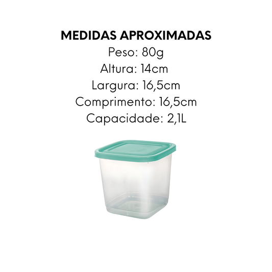 Pote de Mantimento Quadrado 2,1L