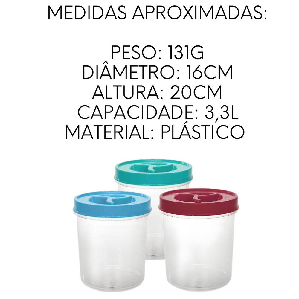Pote Mantimento Redondo de Plastico 3,3L - A Gourmet