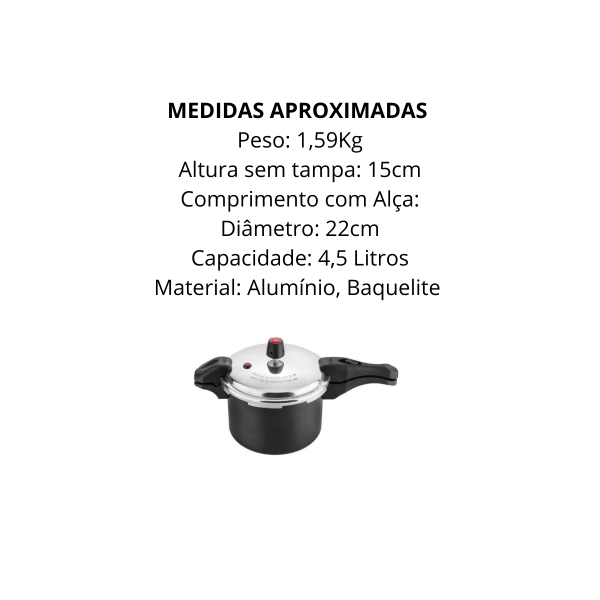 Panela de Pressão Feixe Externo 4,5L - A Gourmet