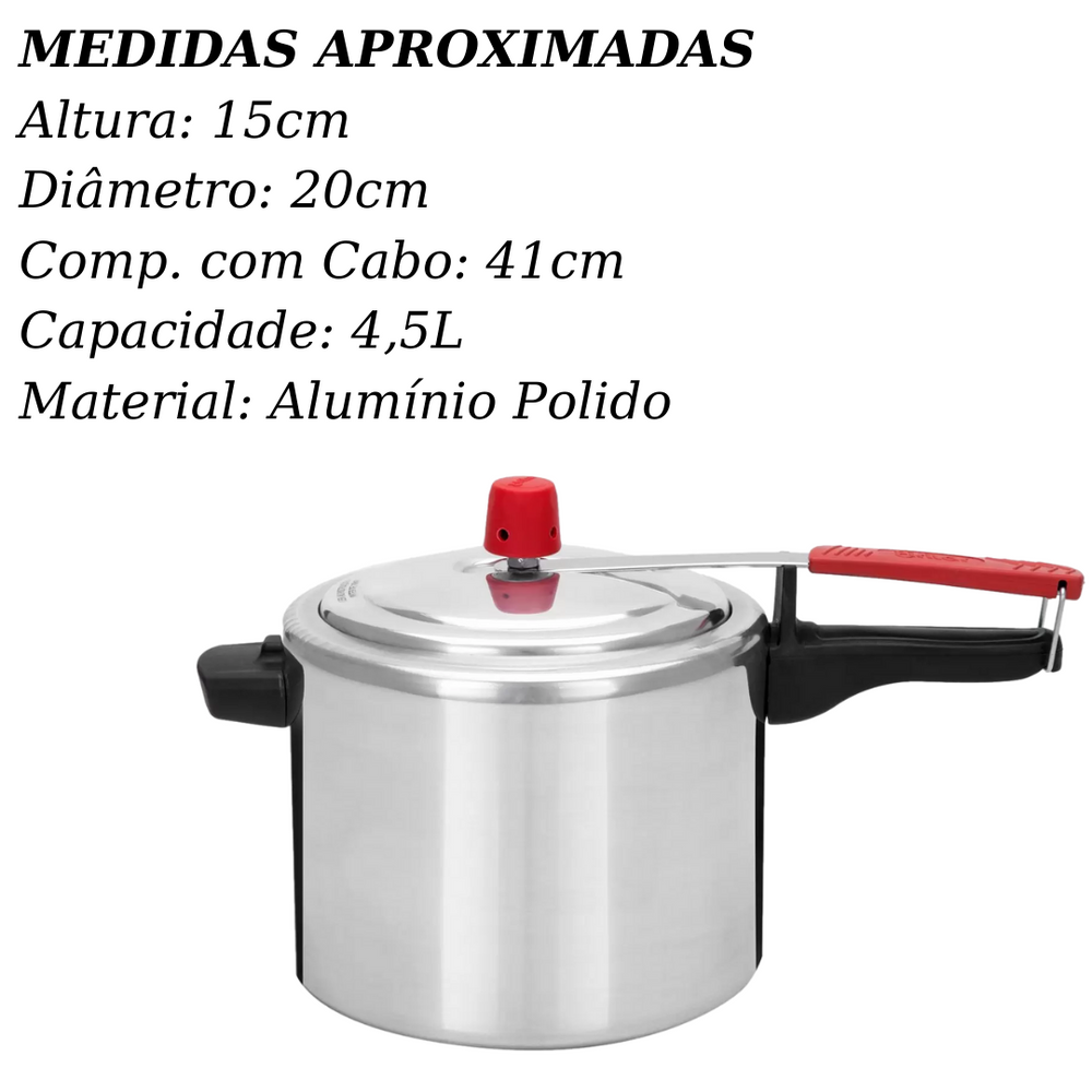 Panela de Pressão 4,5L Speed em Aluminio Polido Eirilar