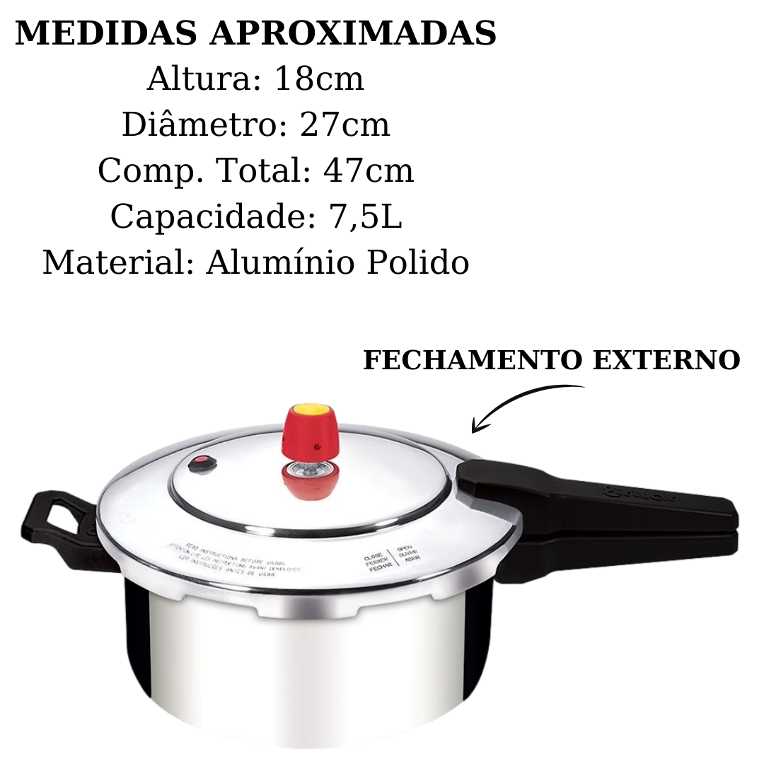 Panela de Pressão New Line 7,5L Eirilar