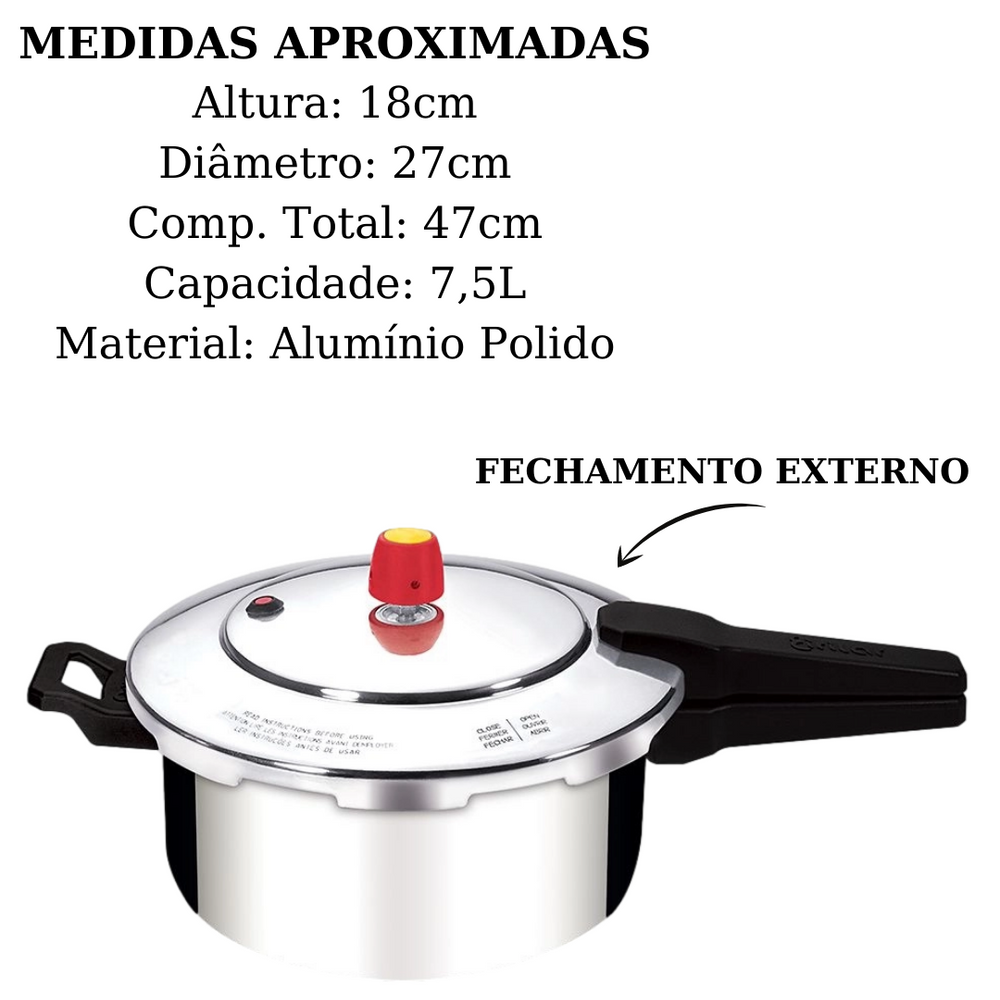 Panela de Pressão New Line 7,5L Eirilar