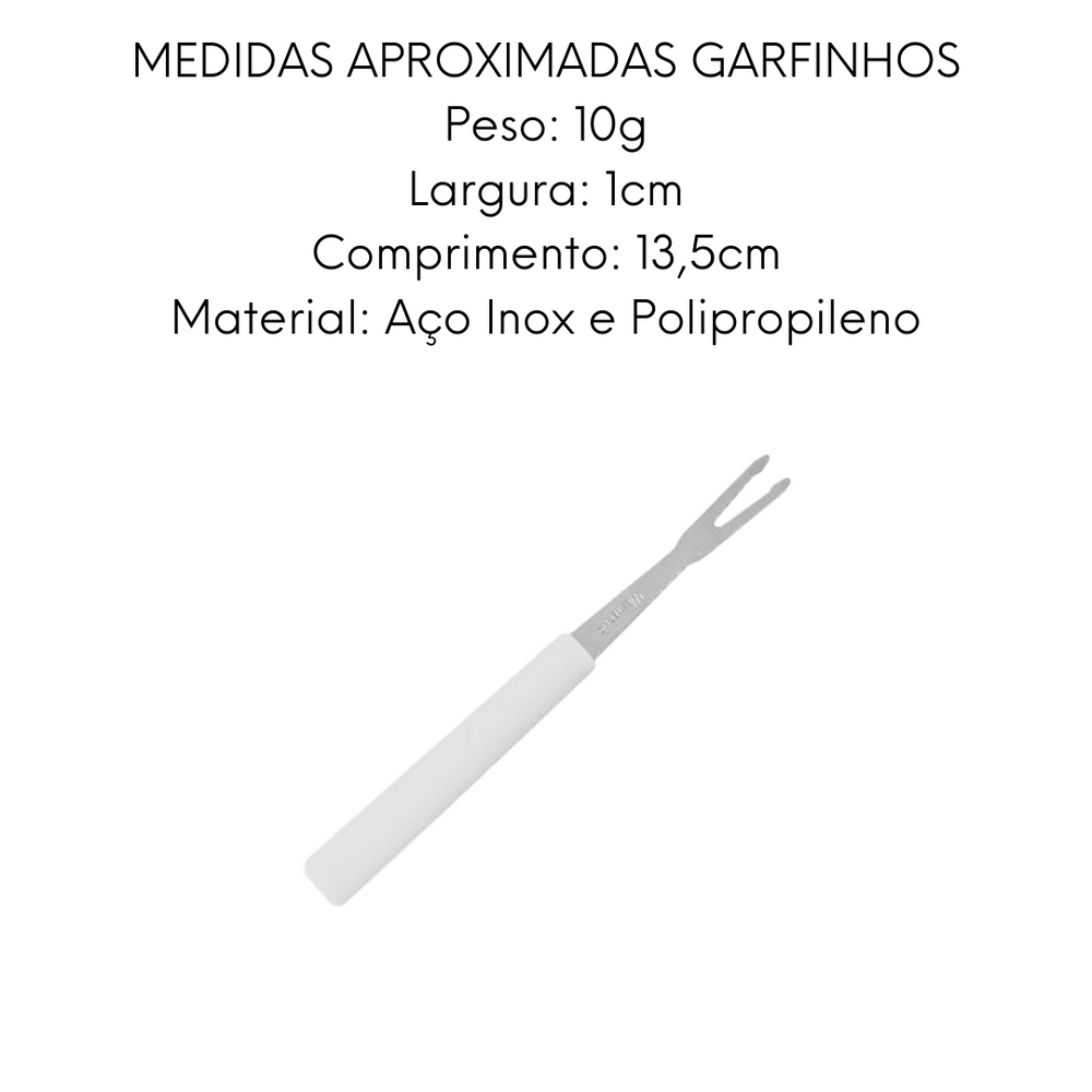 Conjunto 6 Garfos Petiscos 13,5cm Branco Etilux