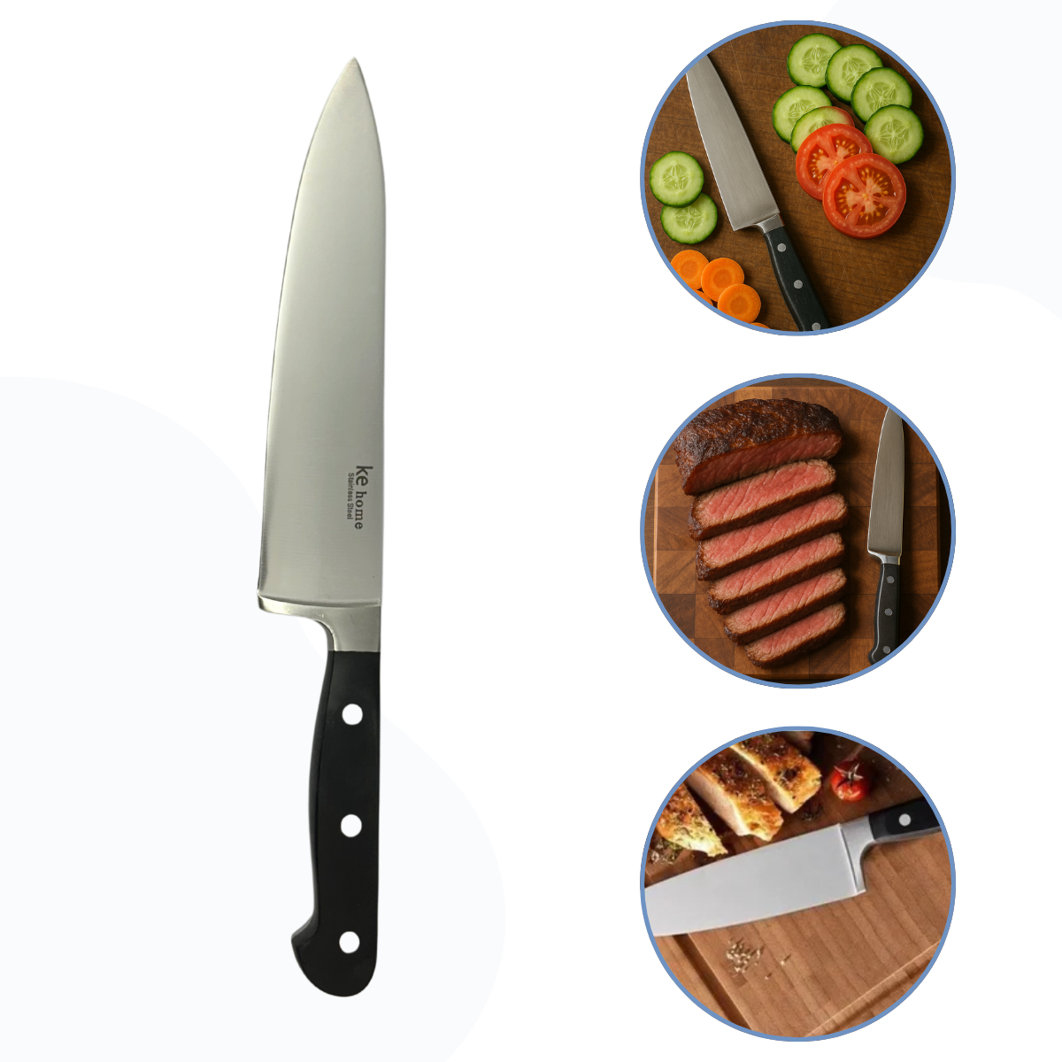 Faca Profissional Cheff 8° Aço inox - A Gourmet