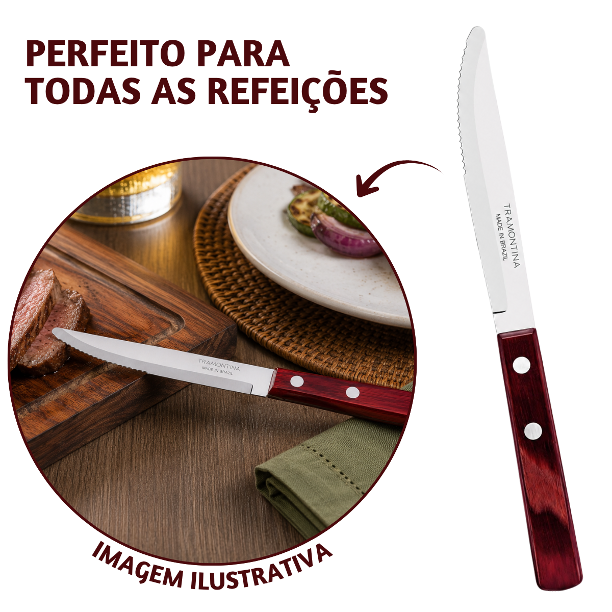 Faca Mesa Polywood Vermelha Tramontina
