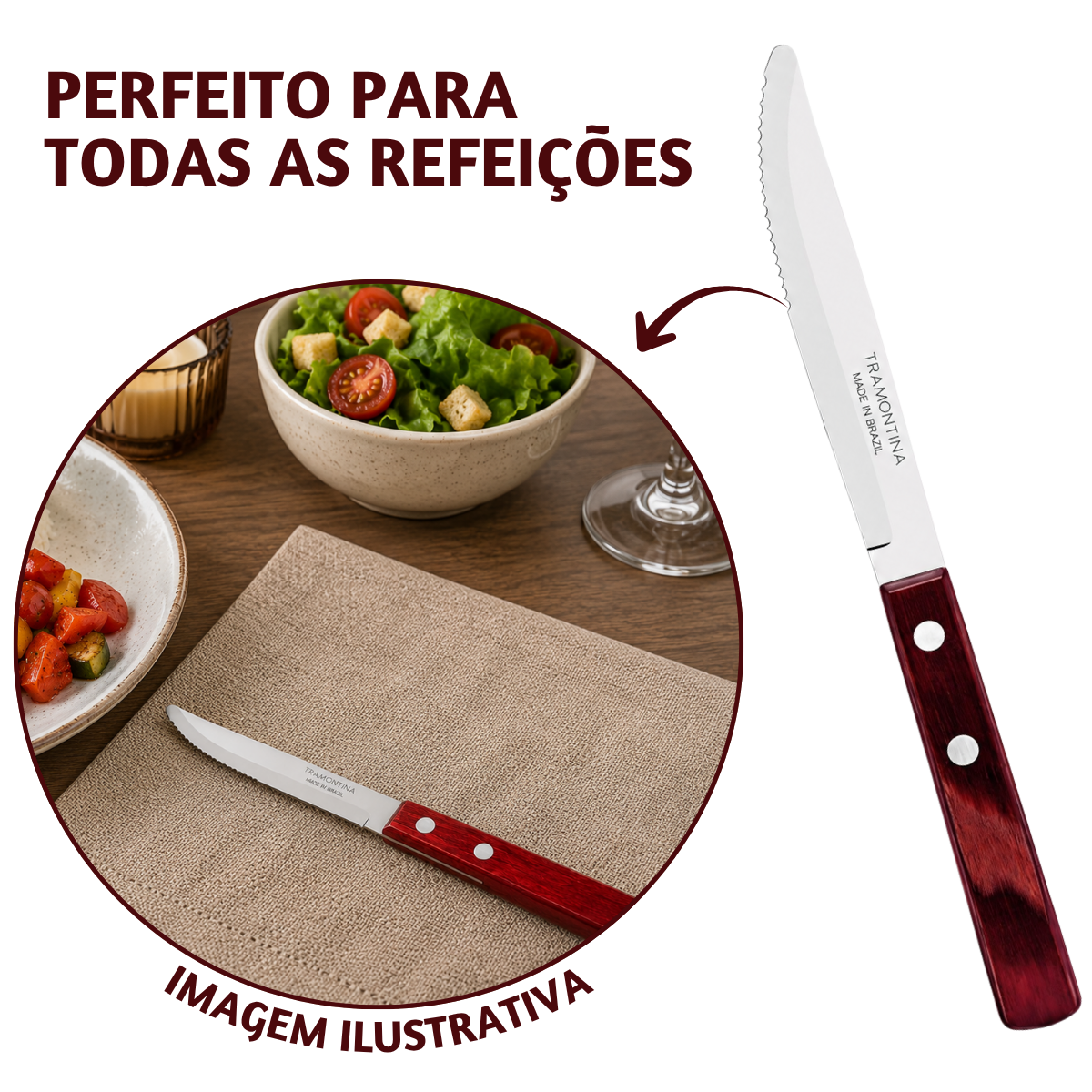 Faca Sobremesa Polywood Vermelho Tramontina