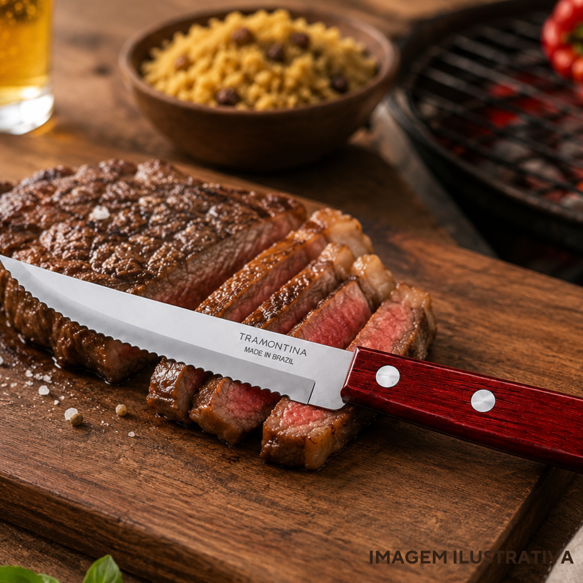 Faca Churrasco Cabo Madeira Polywood Tramontina