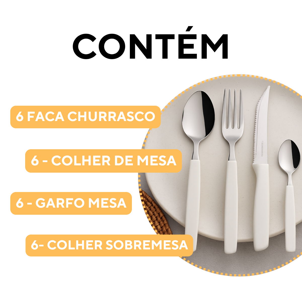 Conjunto 24 Peças Piemonte Branco A Gourmet