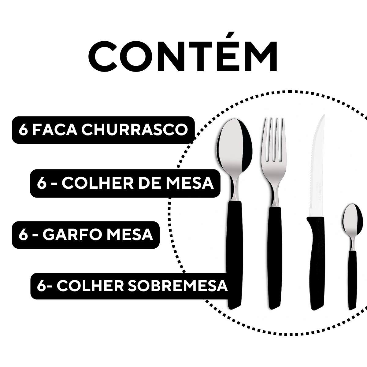 Conjunto 24 Peças Piemonte Preto A Gourmet