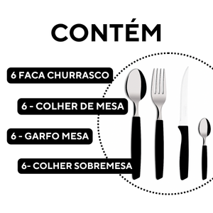Conjunto 24 Peças Piemonte Preto A Gourmet