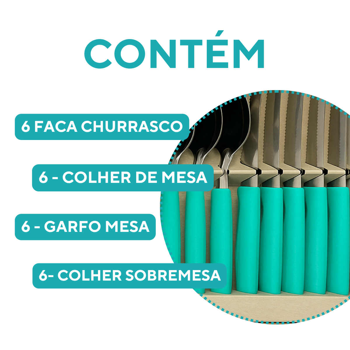 Faqueiro com caixa 24peças piemonte verde A Gourmet