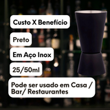 Dosador Open Bar em Aço Inox Preto 25/50ml - A Gourmet